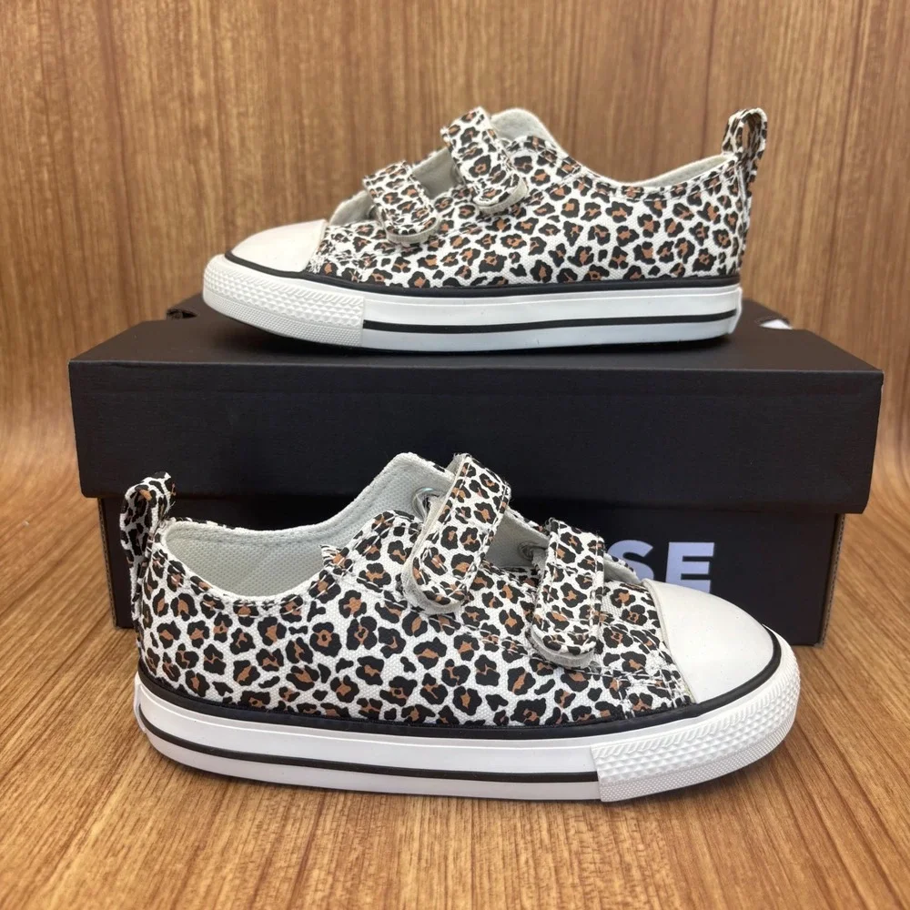 Converse CTAS 2V OX Infant Size 9 Leopard Print Hook and Loop A16589F‎ NEW